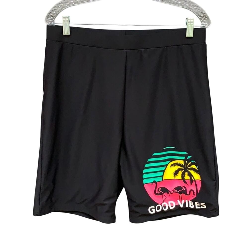 PatPat Good Vibes Men’s Black Swim Trunk Size XXL NWT